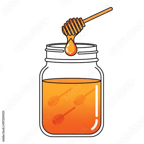 Honey jar with dripping honey dipper