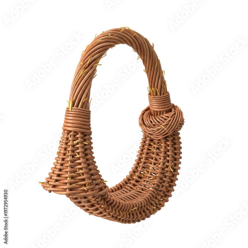 Woven rattan hoop basket