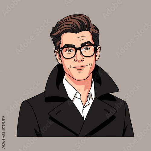 Illustration of a Man Wearing Glasses.
