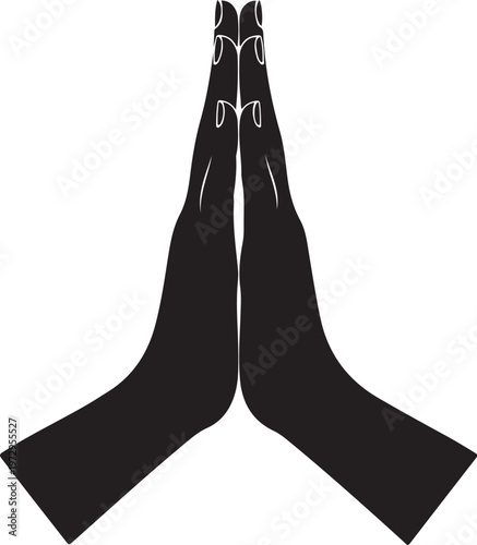 Black flippers with silver buckles on white background