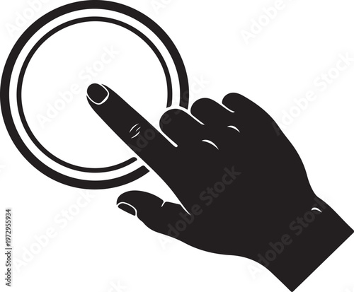 Black hand silhouette touching double circle finger