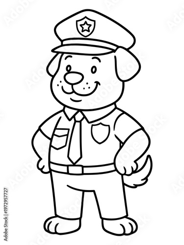 Dog Police Officer: A charming dog dons a police uniform, symbolizing trust and service with a friendly and approachable demeanor.