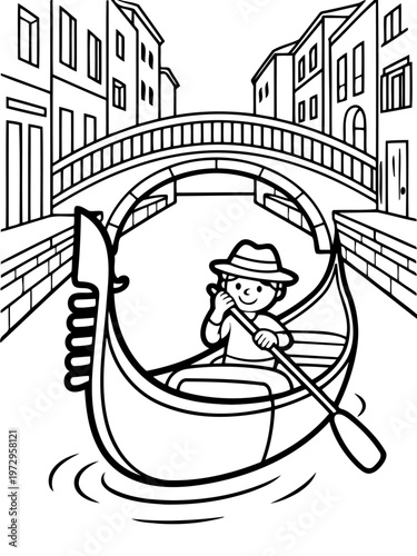 Venetian Canal: A charming gondolier navigates the serene canals of Venice, with historic architecture as a backdrop, offering a glimpse into the romance and beauty of the city.