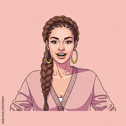 Young Woman with Braided Hair.