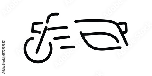 A stylized black and white line illustration depicting a racing motorcycle in motion. ENGINE SERVICE