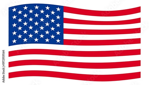 Digital depiction of the U.S.A. flag. It presents the standard format with red and white horizontal stripes and a blue canton containing white stars