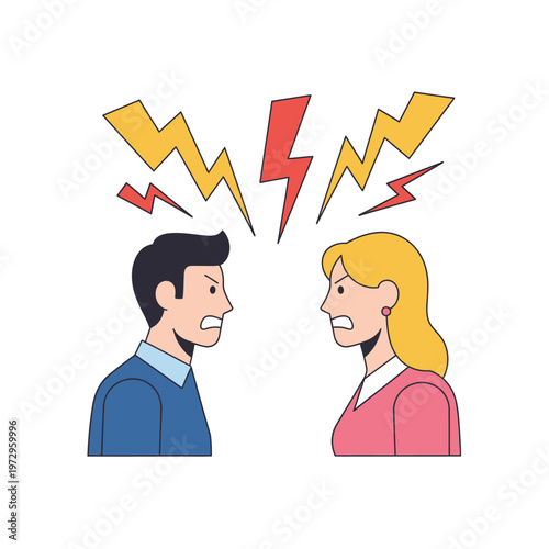 Couple Arguing, Conflict and Disagreement, Relationship Stress, Vector Illustration
