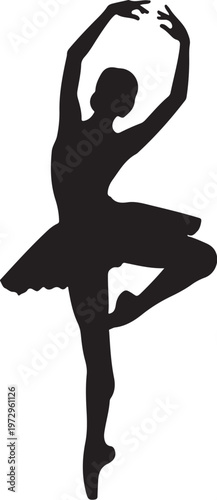 Black silhouette of a ballerina in dancing pose