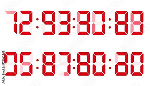 Digital display of two time instances, one showing hours, minutes, and seconds, the other displaying a similar format with different numbers