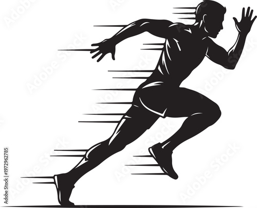 Black silhouette of a man running motion