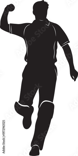Black silhouette of a man running with one arm raised