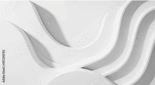 Abstract White Wavy Sculpture, Modern Architecture, Smooth Curves, Minimalist Design, Studio Light