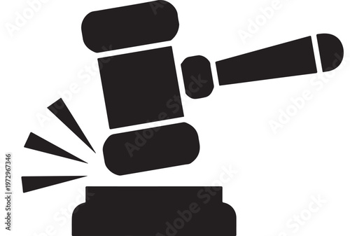 Gavel Striking Sound Block for Justice, Law, Courtroom and Legal Decision Concept