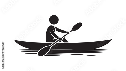 Kayaker Icon Paddling on Water for Outdoor Sports and Adventure