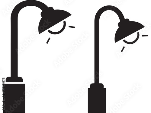 Desk Lamps Black and White Minimalist Office Lighting Illustration