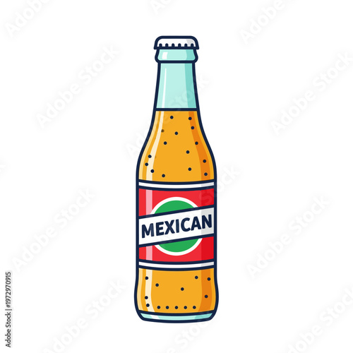Mexican Soda Bottle Flat Design Illustration