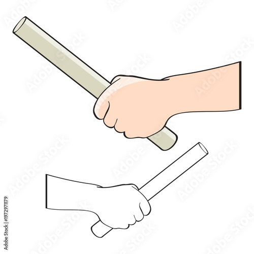 Tableau sur toile hand holding relay batten vector drawing