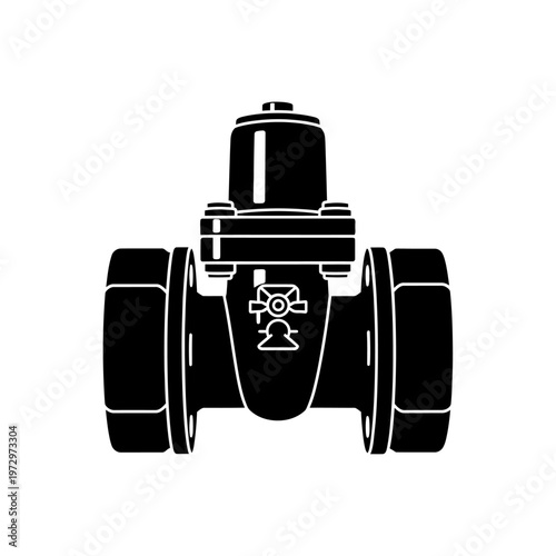 Backflow Preventer Valve for Agricultural Farm Mainlines Irrigation Safety Concept Vector Silhouette