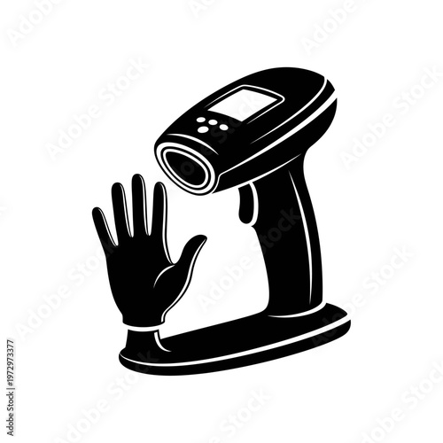 Bio-Resonance Scanner Hand Plate Sensor for Holistic Alternative Health Therapy Vector Silhouette