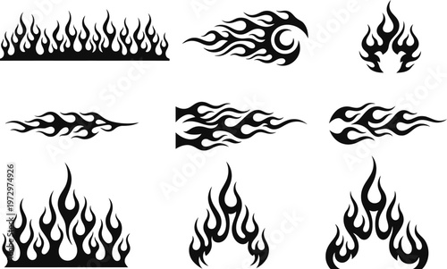 Tribal Flame Graphics and Fire Border Designs (12