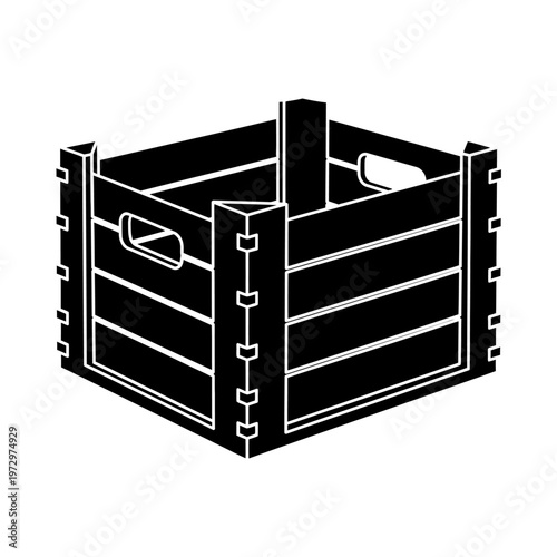 Stackable Produce Crate Silhouette for Agricultural Logistics and Storage