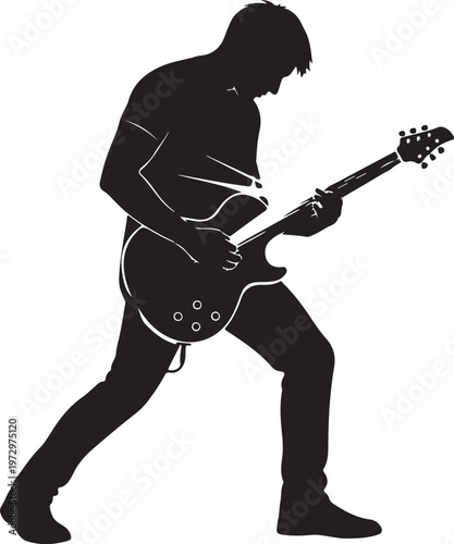 Black silhouette of man playing electric guitar