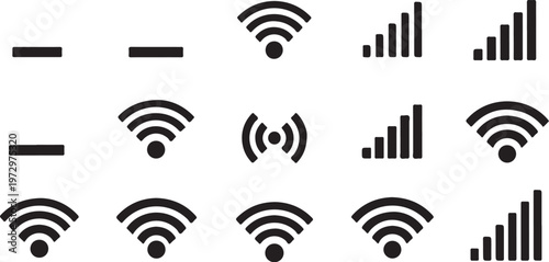 Wi-Fi signal strength icons on white background