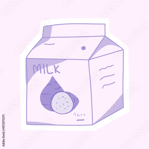 vector illustration of a taro milk carton