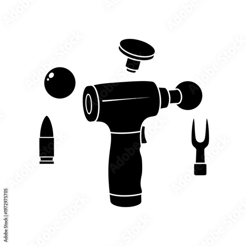 Percussion Massager Multi-Head Silhouette for Physical Therapy Recovery