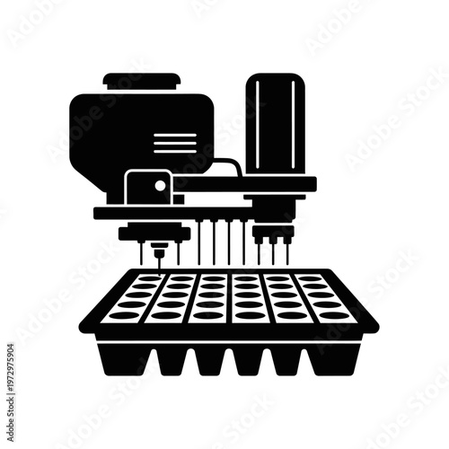 Precision Seed Drill Silhouette for Indoor Tray Agricultural Automation