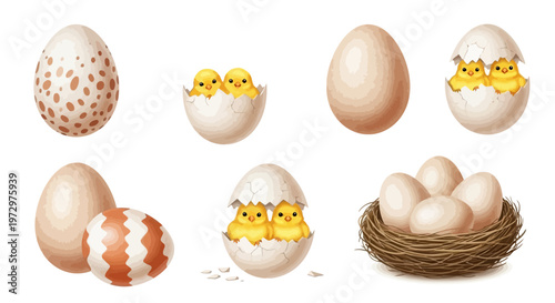 Eggs and chicks in nest.