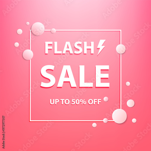 Flash Sale Discount Banner  Minimal stye with red background vector