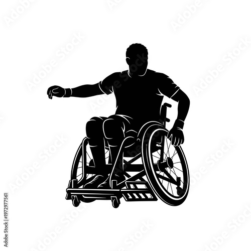 Silhouette of a Wheelchair Rugby Player in Collision Chair, Rugged Adaptive Athletics