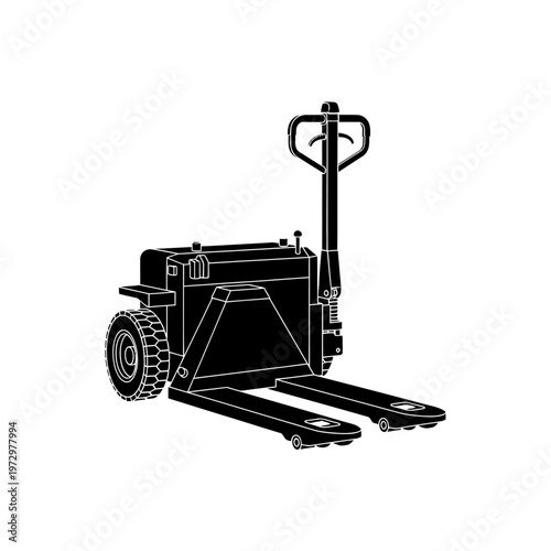 Silhouette of an Electric Pallet Jack for Farm Warehouses, Logistics and Transport