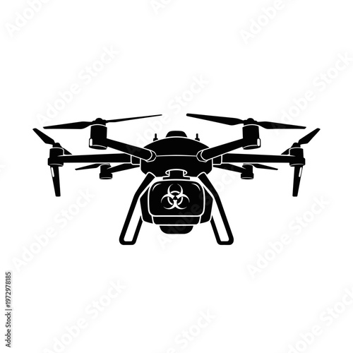 Silhouette of an Organ Transplant Transport Drone with Bio-Hazard Pod, Medical Delivery