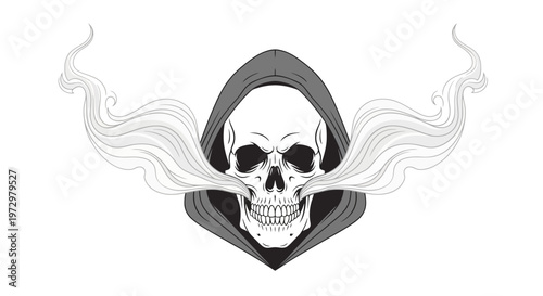 Grim Reaper Skull with Smoke