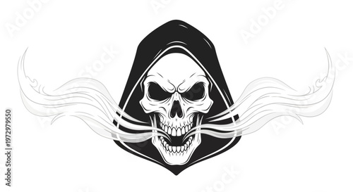 Grim Reaper Skull with Smoke