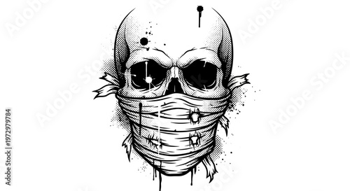 Skull with Bandages and Bullet Holes