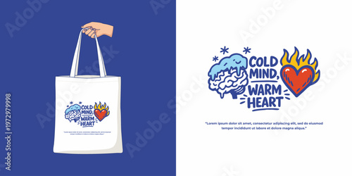 Cold Mind Warm Heart Tote Bag Illustration