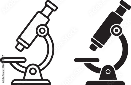 microscope icon line and solid style vector illustration