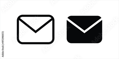 Two black and white envelope icons in square shape with folded paper inside