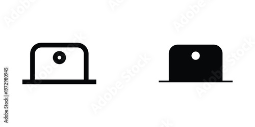 Two cheese slicer icons in black and white on a pure white background for kitchen utensil design