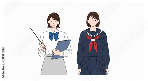 A series of four individuals in teal and red winter apparel are shown in profile with communicative speech bubbles above them on white.