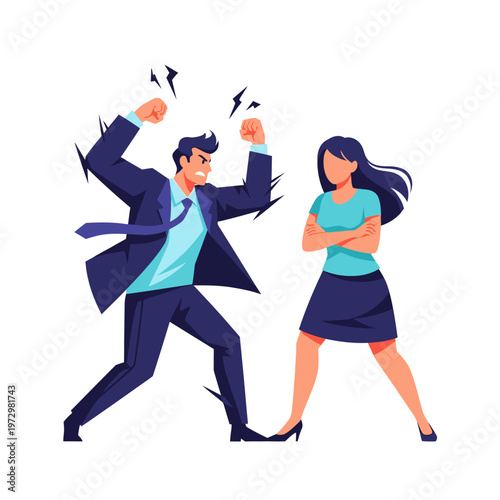 Angry Businessman Arguing with Colleague, Conflict at Work, Office Dispute