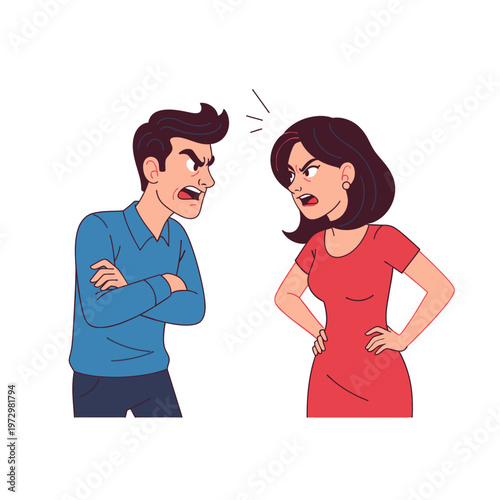 Angry Couple Arguing Fiercely, Relationship Conflict, Disagreement, Frustration