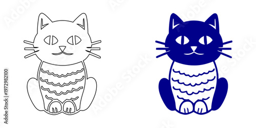 Minimalist Sitting Cat Icon for Pet Care and Feline Veterinary Concepts