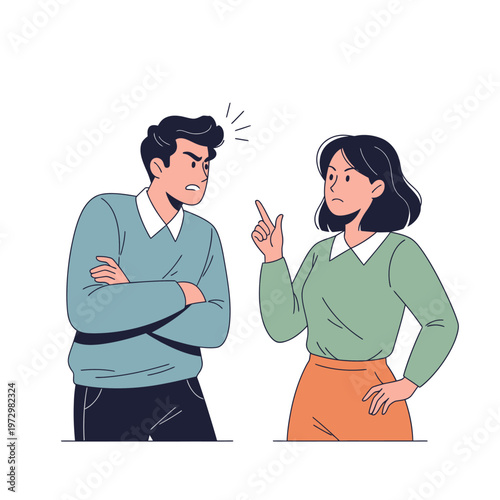 Angry Couple Arguing, Woman Scolding Man, Relationship Conflict, Disagreement, Stress
