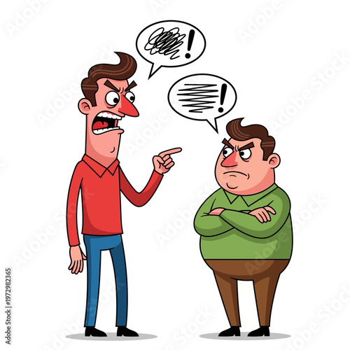 Angry Man Arguing with Frustrated Person, Conflict and Disagreement