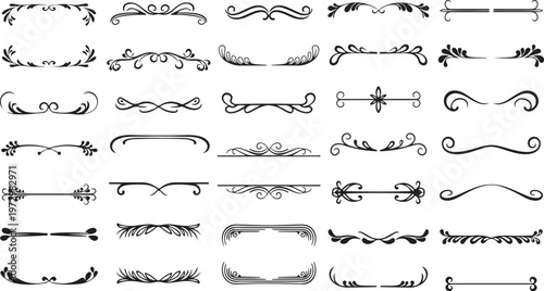 Collection of ornate vintage dividers and decorative borders illustrations