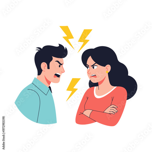 Couple arguing, conflict, relationship problems, anger, disagreement, stress, negative emotions